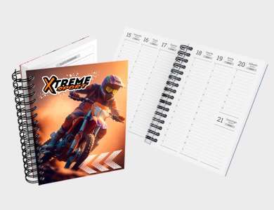 Agenda Semanal A5 2025 Capa Maleável 58 Páginas 14,95x21cm (Supremo 300g Verniz Total Frente) - 4x0 - 3 unid