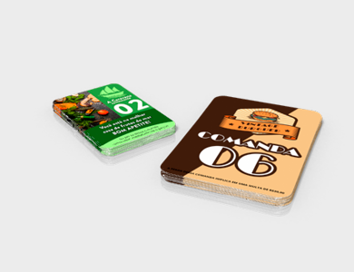 Comanda com Arte Variável em PVC 0,5mm Cristal Frente e Verso 13,6x21,1cm - 4x4 - 1 unid