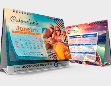 Calendário de Mesa 2025 com Porta Canetas Couchê 300g Sem Verniz 14x25cm - 4x0 - 500 unid