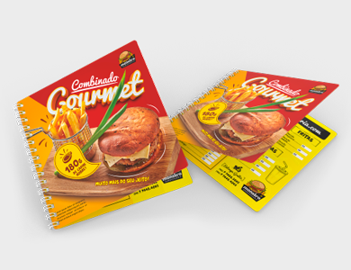 Cardápio Wire-o com 6 Páginas em PVC 0,5mm Cristal Frente e Verso 14,4x14,4cm - 4x4 - 25 unid