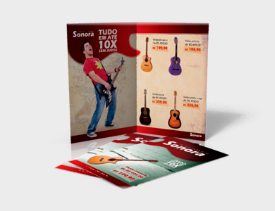 Folder com 1 Dobra Couchê 120g Sem Verniz 15x10cm - 4x4 - 5000 unid