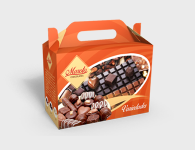 Caixa de Presente Extra Pequena com Alça Couchê 300g Verniz Total Frente 18,9x9x13,5cm - 4x0 - 100 unid